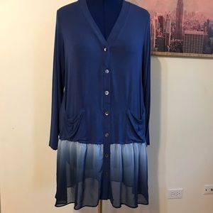 NWOT Cardigan With Sheer Trim.